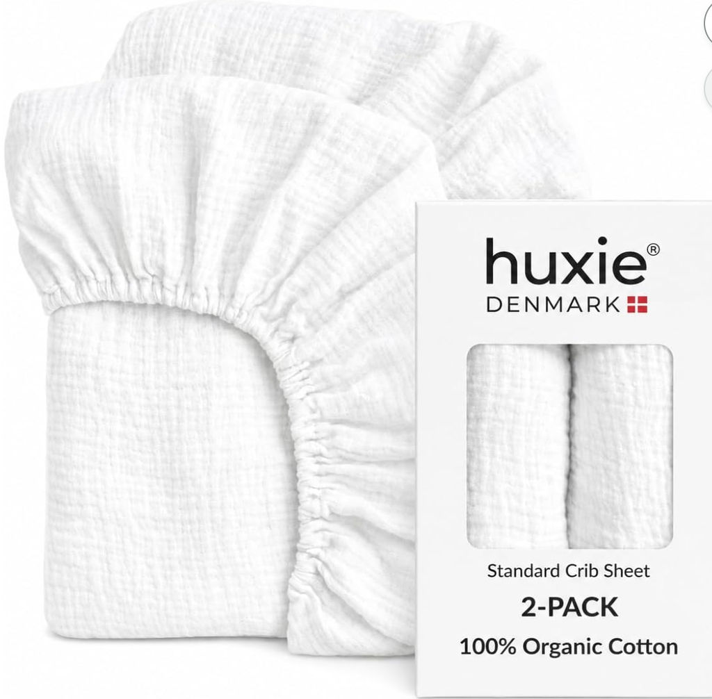 GOTS certified organic cotton muslin crib sheets