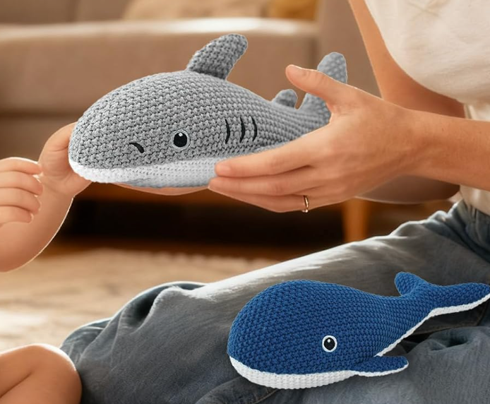 100% cotton sea life hand-crocheted plushies