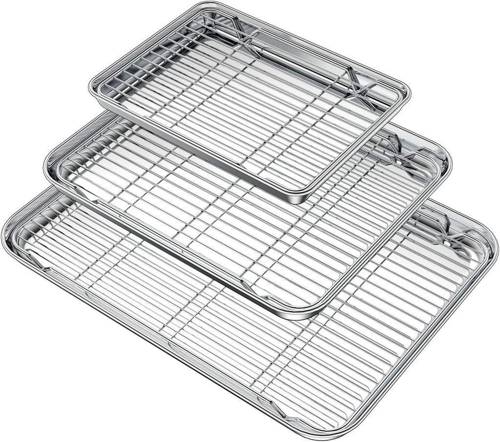 Bastwe 18/0 stainless steel baking sheet pan with cooling rack